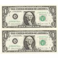 США 1 доллар 1988 год - A - сцепка 2 штуки - UNC