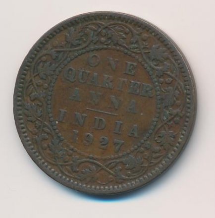 Британская Индия 1/4 анны 1927 год
