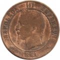 Франция 10 сантимов 1861 год - Император Наполеон III (BB)