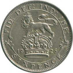 Великобритания 6 пенсов 1926 год - Король Георг V