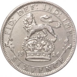 Великобритания 6 пенсов 1926 год - Король Георг V