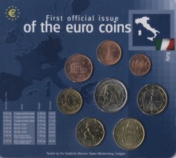 Евро серия Италии 2002 года (8 монет)
