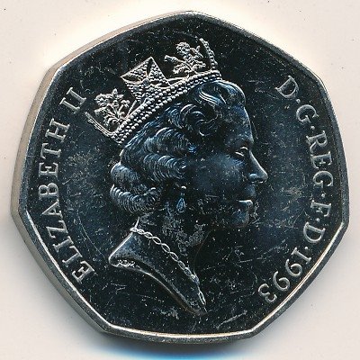 Великобритания 50 пенсов 1993 год