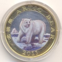 Монета Северная Корея 20 вон 2011 год - Белый медведь