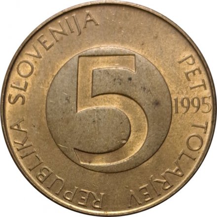 Словения 5 толаров 1995 год - Альпийский горный козёл (Ибекс)