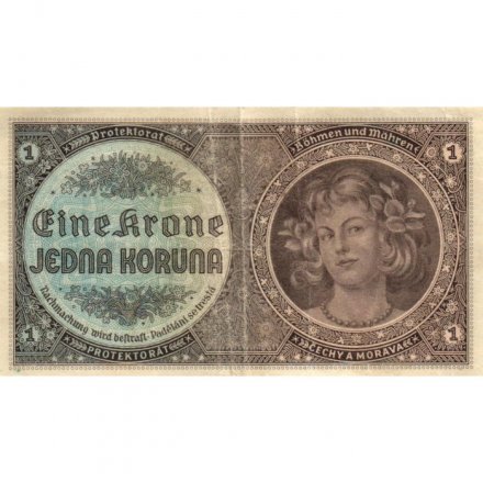 Чехословакия (Богемия и Моравия) 1 крона 1940 год Оккупированная Германией - F+