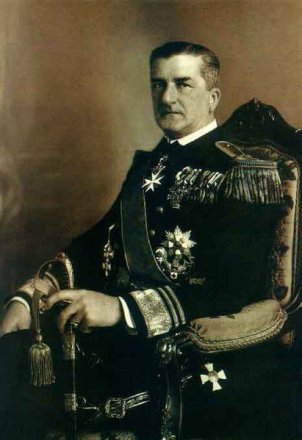 Венгрия 5 пенгё 1943 год - 75 лет со дня рождения Адмирала Хорти. Герб
