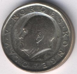 Норвегия 10 крон 1991 год - Король Улаф V