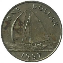 Бермудские острова 1 доллар 1997 год - Парусник