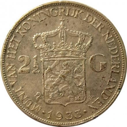 Нидерланды 2 1/2 гульдена 1933 год