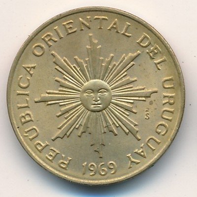 Уругвай 5 песо 1969 год