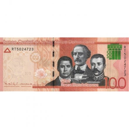 Доминикана 100 песо 2019 года - Франсиско дель Росарио Санчес, Хуан Пабло Дуарте-и-Диез, Матиас Рамон Мелла UNC