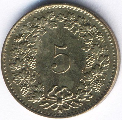 Швейцария 5 раппенов 1999 год