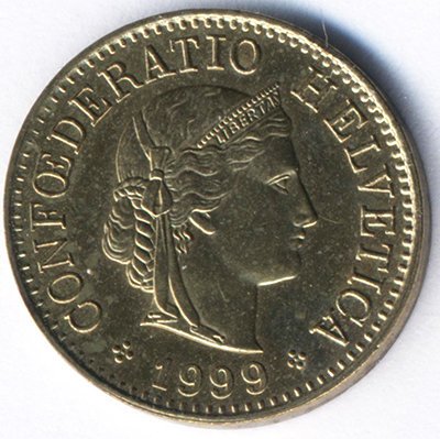 Швейцария 5 раппенов 1999 год