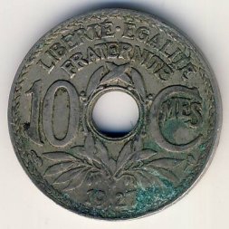 Франция 10 сантимов 1927 год