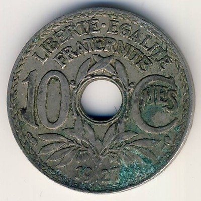Франция 10 сантимов 1927 год