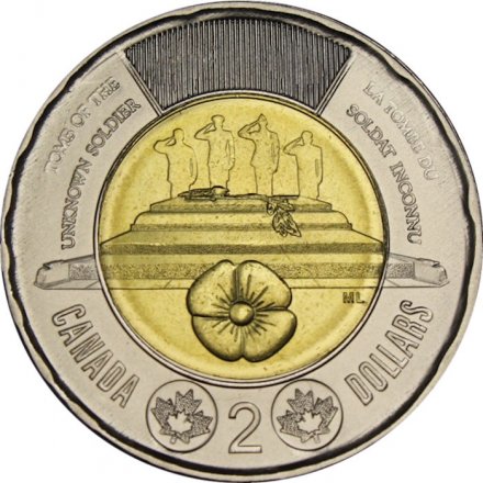 Канада 2 доллара 2025 - Чествование неизвестного солдата Канады