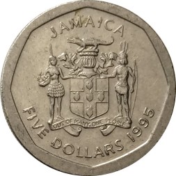 Ямайка 5 долларов 1995 год - Норман Мэнли
