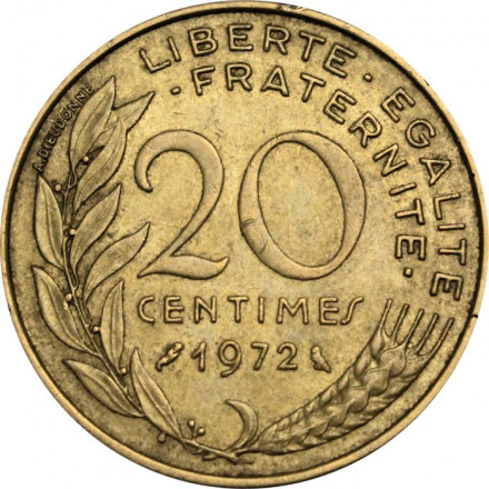 Франция 20 сантимов 1972 год