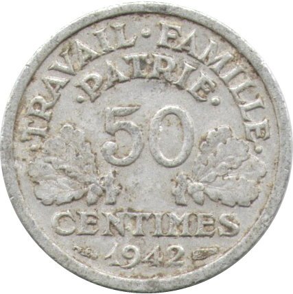 Франция 50 сантимов 1942 год