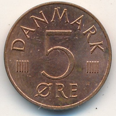 Дания 5 эре 1980 год