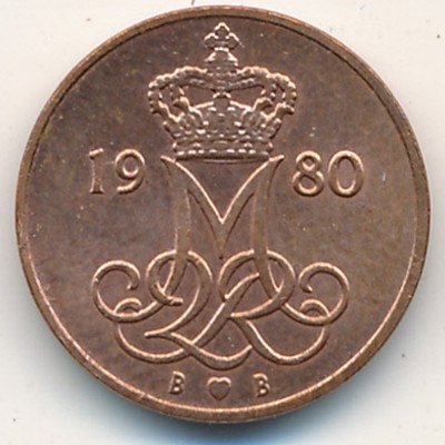 Дания 5 эре 1980 год
