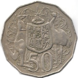Австралия 50 центов 1981 год - Кенгуру и страус