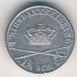 Дания 4 ригсбанкскиллинга 1842 год
