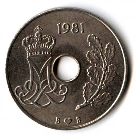 Дания 25 эре 1981 год