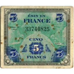 Франция 5 франков 1944 год - Оккупация Америкой - F