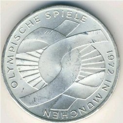 ФРГ 10 марок 1972 год - XX летние Олимпийские Игры в Мюнхене 1972 (Узел) (J)