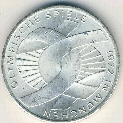 ФРГ 10 марок 1972 год - XX летние Олимпийские Игры в Мюнхене 1972 (Узел) (J)