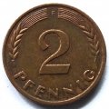 ФРГ 2 пфеннига 1969 год (F) (магнитная)