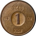 Швеция 1 эре 1961 год - Король Густав VI Адольф (TS)
