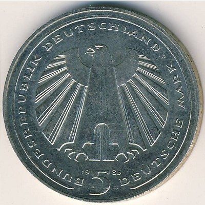 ФРГ 5 марок 1985 год - 150-летие железных дорог в Германии (XF)