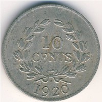 Монета Саравак 10 центов 1920 год
