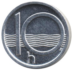 Монета Чехия 10 геллеров 2001 год