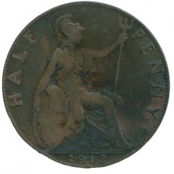 Великобритания 1/2 пенни 1912 год