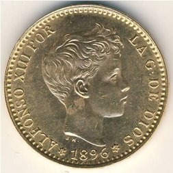 Испания 20 песет 1896 год