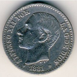Испания 50 сентимо 1881 год