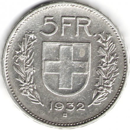 Швейцария 5 франков 1932 год