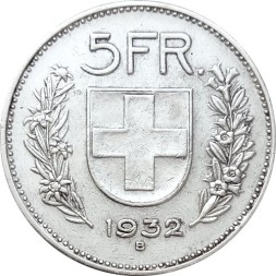 Монета Швейцария 5 франков 1932 год