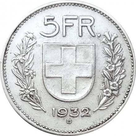 Швейцария 5 франков 1932 год