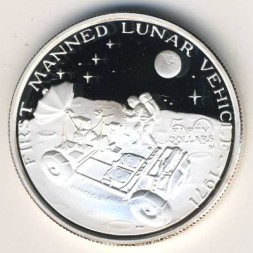 Монета Маршалловы острова 50 долларов 1989 год - Первый пилотируемый лунный автомобиль
