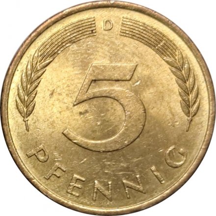 ФРГ 5 пфеннигов 1979 год - D