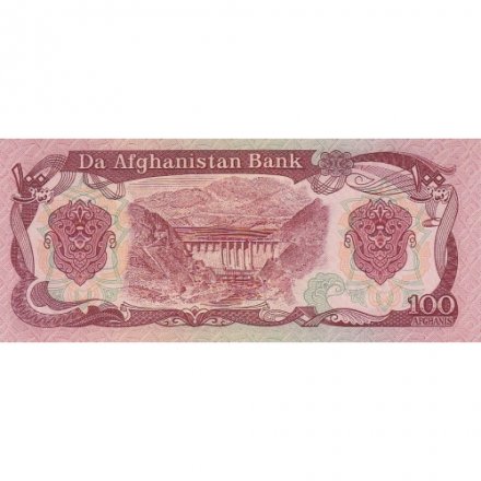 Афганистан 100 афгани 1990 (SH 1369) год - Фермер в поле. Гидроэлектростанция Наглу UNC