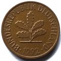 ФРГ 2 пфеннига 1992 год (F)
