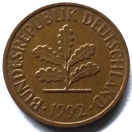 ФРГ 2 пфеннига 1992 год (F)