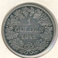 Монета Бавария 1 гульден 1842 год