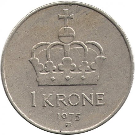Норвегия 1 крона 1975 год - Король Улаф V